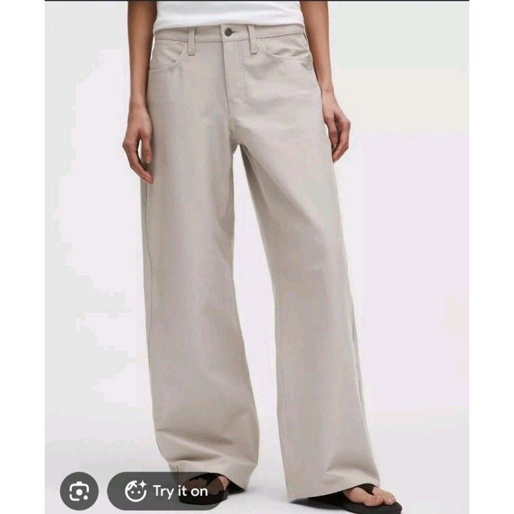 NWT Lululemon EasyFive Low Rise Classic Wide Leg Pant Tan Size 29 Twill